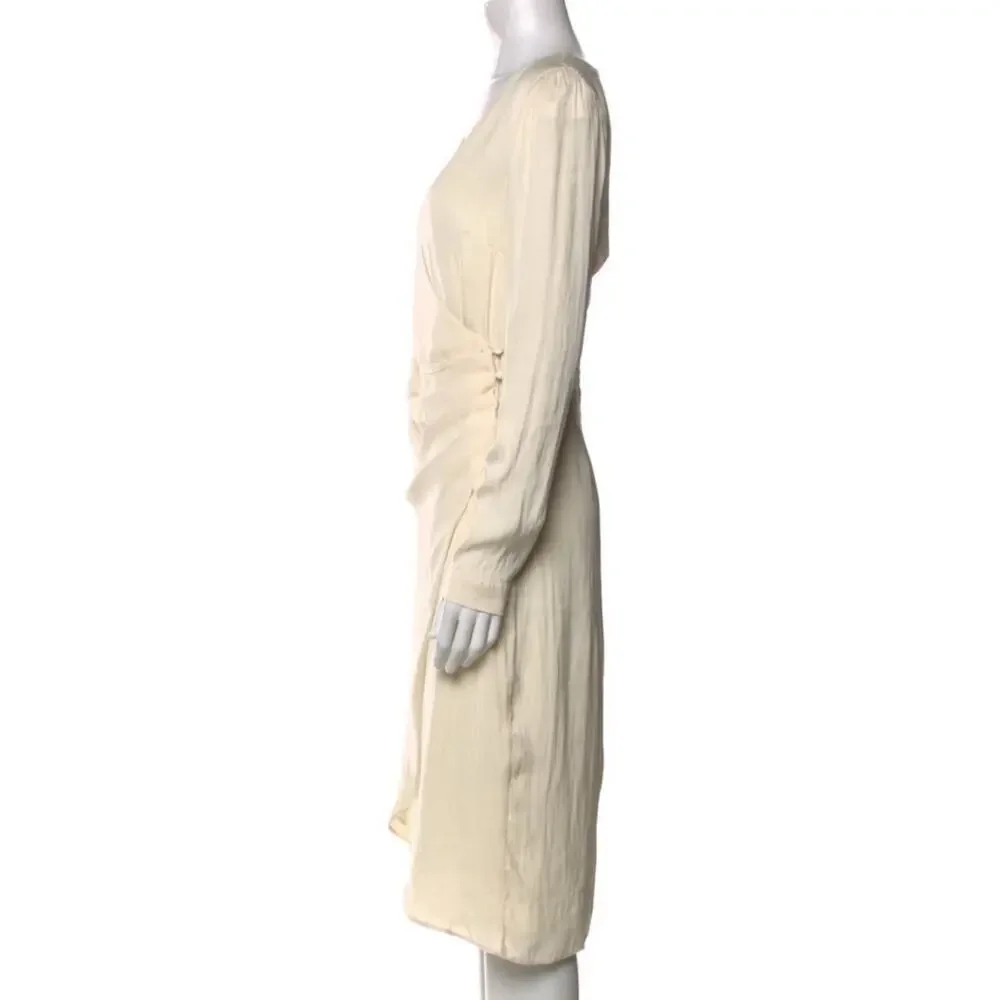 LPA Fabrizia Silky Ivory Cream Tulip Hem Wrap Midi Dress S NWT $248